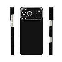 Başkenttekno iPhone 17 Pro Uyumlu  400D MagSafe Şarj Özellikli Kılıf Premium Paris Zerre Sert PC Kapak Siyah 
