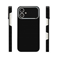 Başkenttekno iPhone 17 Uyumlu  400D MagSafe Şarj Özellikli Kılıf Premium Paris Zerre Sert PC Kapak Siyah 