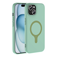 Başkenttekno iPhone 15 Kılıf M-Safe Şarj Özellikli Kamera Korumali Premium Soft Aris Silikon Kapak Turkuaz 