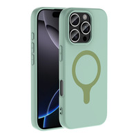 Başkenttekno iPhone 16 Pro Max Kılıf M-Safe Şarj Özellikli Kamera Korumali Premium Soft Aris Silikon Kapak Turkuaz 