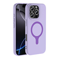 Başkenttekno iPhone 16 Pro Kılıf M-Safe Şarj Özellikli Kamera Korumali Premium Soft Aris Silikon Kapak Lila