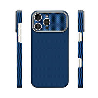 Başkenttekno iPhone 16 Pro Max Uyumlu İphone 17 Görünümlü MagSafe Şarj Özellikli Kılıf Premium Paris Zerre Sert PC Kapak Lacivert 