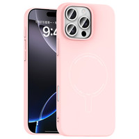 Başkenttekno iPhone 16 Pro Kılıf M-Safe Şarj Özellikli Kamera Korumalı Premium Elio Sert PC Kapak Açık Pembe