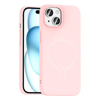 Başkenttekno iPhone 15 Kılıf M-Safe Şarj Özellikli Kamera Korumalı Premium Elio Sert PC Kapak Açık Pembe