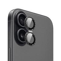 iPhone 16 - 16 Plus için IPG Pro Lens Kamera Lens Koruyucu Elmas Kesim Çerçeveli Kırılmaz Cam Siyah