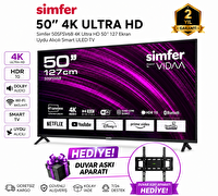Simfer 50FSFV6B 50" 127 Ekran 4K Ultra Hd HDR10 Wifi Bluetooth Uydu Alıcılı Smart Vıdaa TV