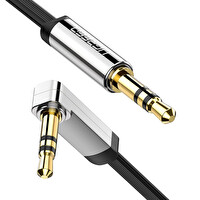 Ugreen AV119 L Tipi Flat 3.5 MM Aux 2 M Siyah Ses Kablosu