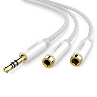 UGREEN 3.5 MM Aux Stereo 25 CM Beyaz Kulaklık Çoklayıcı Kablo
