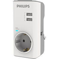 Philips CHP4010W 380J 2x USB-A 2.4A Beyaz Tekli Akım Korumalı Priz