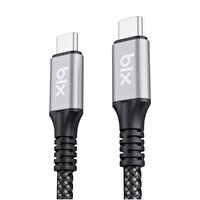 Bix USB4 Thunderbolt 3/4 Uyumlu USB-C IF Sertifikalı 240W 40Gbps 8K 60Hz UHD Hızlı Şarj 1 M Data ve Görüntü Aktarım Kablosu