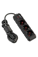 UFO Siyah 1.5 M 3'lü Anahtar Akım Korumalı Grup Priz