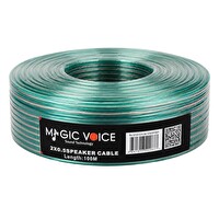 MagicVoice MV-29557 Kalın 2x0.50 MM Şeffaf Yeşil Çizgili 100 Metre Hoparlör Kablosu