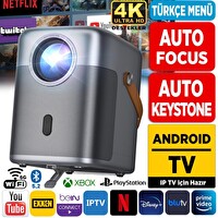 Vankyo H300A Android TV 4K Projeksiyon Cihazı+Auto Focus+Auto Keystone 6G Wi-Fi+5.2 Bluetooth 240" Yansıtma+HiFi Dolby Ses Sistemi