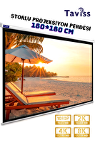 Taviss 180x180 CM Storlu Manuel Projeksiyon Perdesi