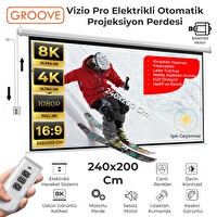 Groove Vizio Pro 240x200 CM Blackout Işık Geçirmez Elektrikli Otomatik Kumandalı Projeksiyon Perdesi - Motorlu