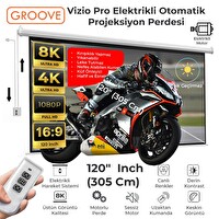 Groove Vizio Pro 120" Blackout Işık Geçirmez Elektrikli Otomatik Kumandalı Projeksiyon Perdesi 265x150 CM