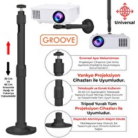 Groove Vankyo 30-60CM Alüminyum Projeksiyon Cihazı Tavan Askı Aparatı Duvar Bağlantı Aparatı Universal Projector Siyah