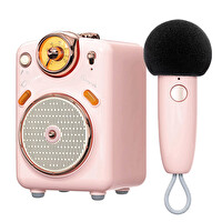 Divoom Fairy-Ok Karaoke Mikrofonlu FM Radyolu Taşınabilir Pembe Bluetooth Hoparlör