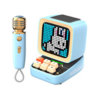 Divoom Ditoo Mic Piksel Ekranlı Karaoke Mikrofonlu Mavi Bluetooth Hoparlör