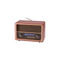 Torima D56 Ahşap Nostaljik Uzaktan Kumandalı Radyo USB TF TWS Şarjlı Bluetooth Hoparlör