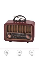 Başkenttekno D57 Bluetooth Hoparlör Nostaljik Radyo Kablosuz Speaker Kahverengi