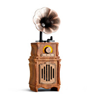 Çeşithane  AUX TF USB FM Radyo 8W Retro Gramofon Bluetooth Hoparlör