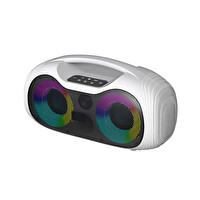 Başkenttekno GD-2403 Mikrofonlu RGB TWS Çift 4" Stereo Bass Kablosuz Karaoke Hoparlör Beyaz