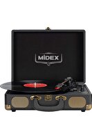 Midex MTX101BK Nostaljik Retro Şarjlı Bluetooth Aux Hoparlörlü 3 Devir İğne Dahil Plak Çalar Pikap
