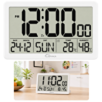 Loyka LCDBY75 Beyaz Dijital LCD Saat - Tarih Sıcaklık ve Nem Göstergeli