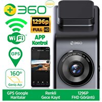 360+ G300H Wi-Fi + GPS 1296p 160° Geniş Açı Gece Görüş Akıllı Araç İçi Kamera