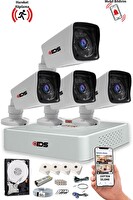 IDS 4 Kameralı 5MP Sony Lensli Gece Görüşlü Cepten İzleme Su Geçirmez Güvenlik Kamerası Seti B2072 DS-2021HD-SET4-250-2195