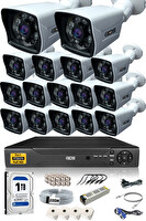 IDS 16 Kameralı 5MP Lensli 1080p Full HD Gece Görüşlü Su Geçirmez Cepten İzle Kamera Seti DS-2021HD-SET16