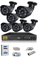 IDS 6 Kameralı 5 MP Sony Lensli 1080p Full HD Cepten İzle 500 Dış Güvenlik Kamerası Sistemi DS-2015HD-SET6-500-BLACK