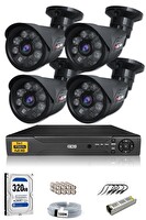 IDS 4 Kameralı 5 MP Sony Lensli Full HD Cepten İzle Gece Görüşlü Güvenlik Kamerası Sistemi DS-2015HD-SET4-320-BLACK