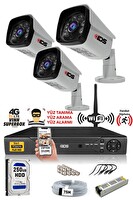 IDS 3 Kameralı 5 MP Sony Lensli 1080p Full HD Cepten İzle 250 Dış Güvenlik Kamerası Sistemi DS-2027HD-SET3-250-X
