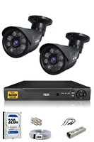 IDS 2 Kameralı 5 MP Sony Lensli FHD Gece Görüşlü Cepten İzle Güvenlik Kamerası Sistemi DS-2015HD-SET2-320-BLACK