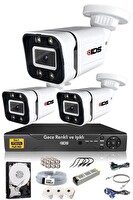 IDS 3 Kameralı 5 MP Sony Lensli 1080p Full HD Gece Renkli Su Geçirmez Cepten İzle Full Kamera Seti DS-2031HD-WL-SET3-250-X