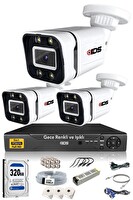 IDS 3 Kameralı 5 MP Sony Lensli 1080p Full HD Gece Renkli Su Geçirmez Cepten İzle Full Kamera Seti DS-2031HD-WL-SET3-320