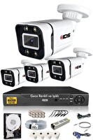 IDS 4 Kameralı 5 MP Sony Lensli 1080p Full HD Gece Renkli Su Geçirmez Cepten İzle Full Kamera Seti DS-2031HD-WL-SET4-250-X