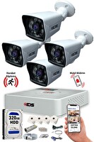 IDS 4 Kameralı 5MP Sony Lensli 1080p FHD Gece Görüşlü A1543 Güvenlik Kamerası Seti DS-2021HD-SET4-320-1543