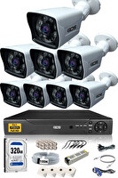 IDS 8 Kameralı 5MP Lensli 1080p FHD Gece Görüşlü Su Geçirmez Cepten İzle Kamera Seti DS-2021HD-SET8