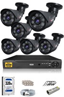 IDS 6 Kameralı Cepten İzle 5mp Sony Lensli Full HD Gece Görüşlü Güvenlik Kamerası Sistemi DS-2015HD-SET6-320-BLACK