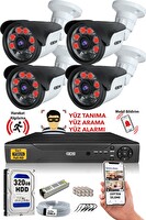 IDS 4 Kameralı 5 MP Sony Lensli Full HD Gece Görüşlü Yüz Tanımalı Güvenlik Kamerası Sistemi DS-2015HD-SET4-320-2034