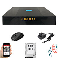 Qromax 4 Kanal DVR Kayıt Cihazı 1 TB HDD 1080P 5MP H265+ Kolay Cepten İzle Sabit IP İstemez Xmeye QRDJ90041000