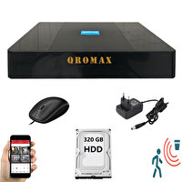 Qromax 4 Kanal DVR Kayıt Cihazı 320GB HDD 1080P 5MP H265+ Kolay Cepten İzle Sabit IP Istemez Xmeye QRDJ9004320