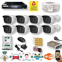 Qromax 8 Kamera Araç Yüz Tanımalı Hareket Algılayan 5MP 36IR LED Güvenlik Kamerası Seti 536-118-8