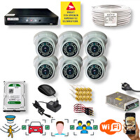 Qromax 6 Kamera Araç Yüz Hareket Algılayan Gece Görüşlü 36IR Led 5MP Sony Lensli 1080P Dome Güvenlik Kamerası Seti D136B-118-06