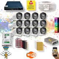 Qromax 12 Kameralı Gece Renkli Gösteren Hareket Algılayan 5MP SONY Lensli 4 Ultra Warm Ledli Kamera Seti 2304W-9016