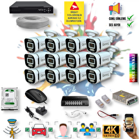 Qromax 12 Kameralı IP Set Yapay Zeka Özellikli Gece Renkli Gösteren Sesli 6 Warm Ledli 4K FHD IP Güvenlik Kamerası Seti 4386WS