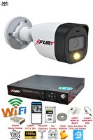 Fury 1 Kameralı 1080P 2 MP Görüntü Gece Renkli Full HD Ultra LED Gece Renkli Güvenlik Kamerası Seti 500 GB
